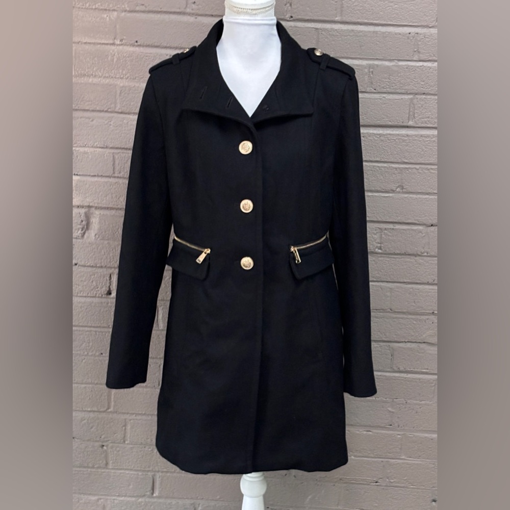 Nautical black wool blend coat XL - runs small